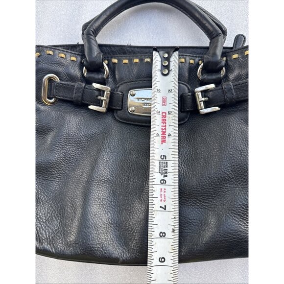 Michael Kors Black Leather Chain Whipstitch Satchel Handbag - Picture 11 of 14